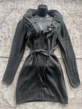 Love Moschino Grey Virgin Wool Coquette Cardigan Dress
